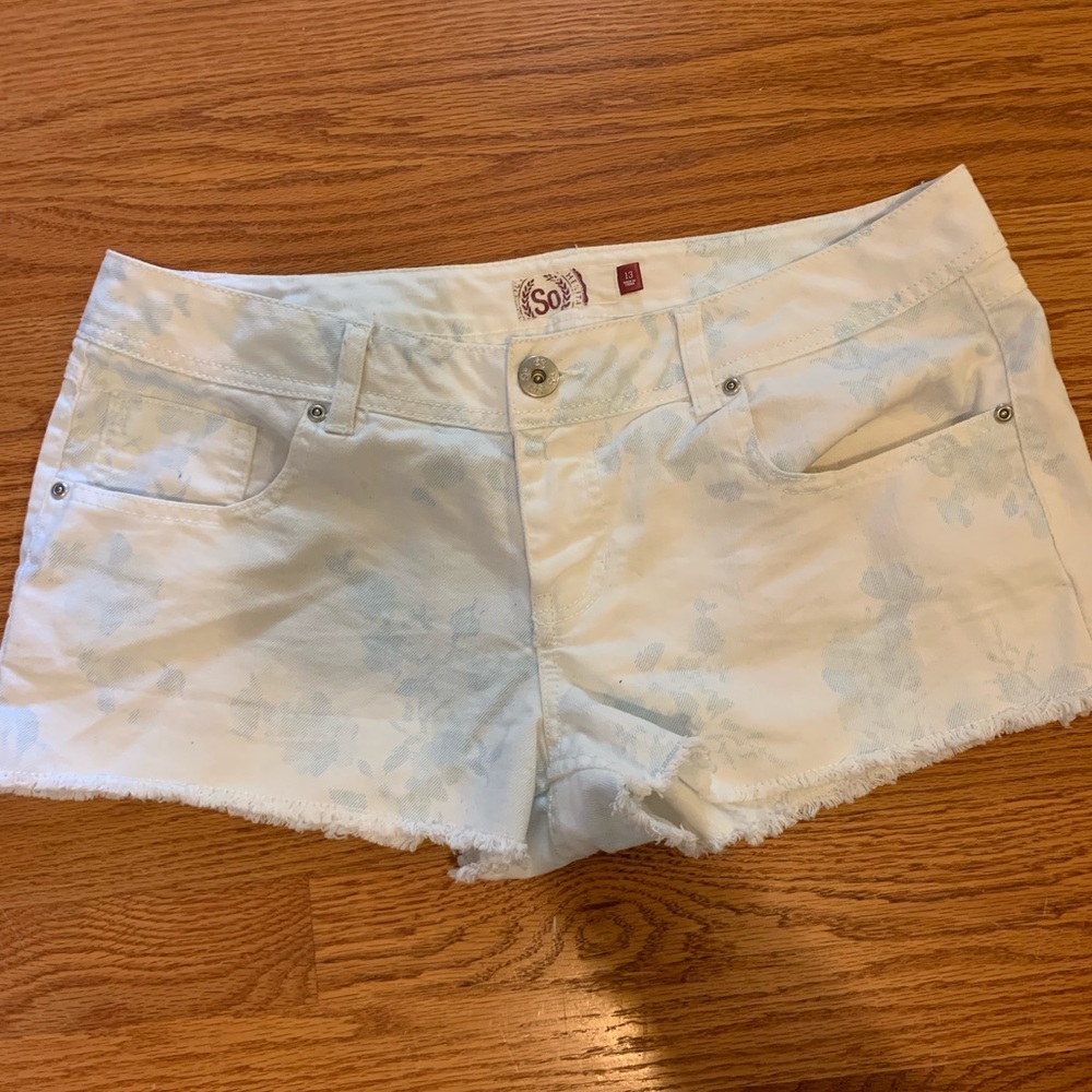 Light blue faded floral shorts